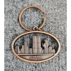 Keychain New York City NY Skyline 2003 Copper Color Metal Souvenir Ring Vtg